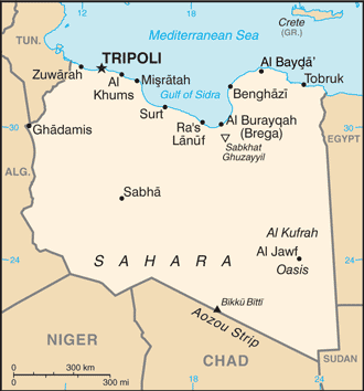 Landkarte Libyen Tripolis Benghazi Brega Reisen