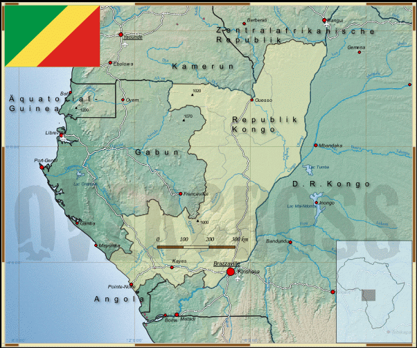 Reisekarte vom Kongo des Reiseveranstalters OVERCROSS