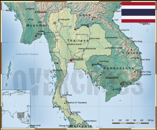 Reisekarte von Thailand des Reiseveranstalters OVERCROSS